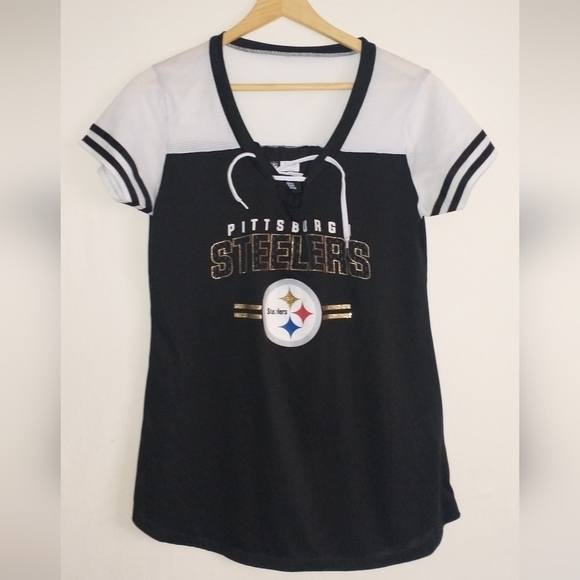 NFL Tops - Pittsburgh Steelers Women's Fitted Jersey NFL Football Team Jersey Size Large